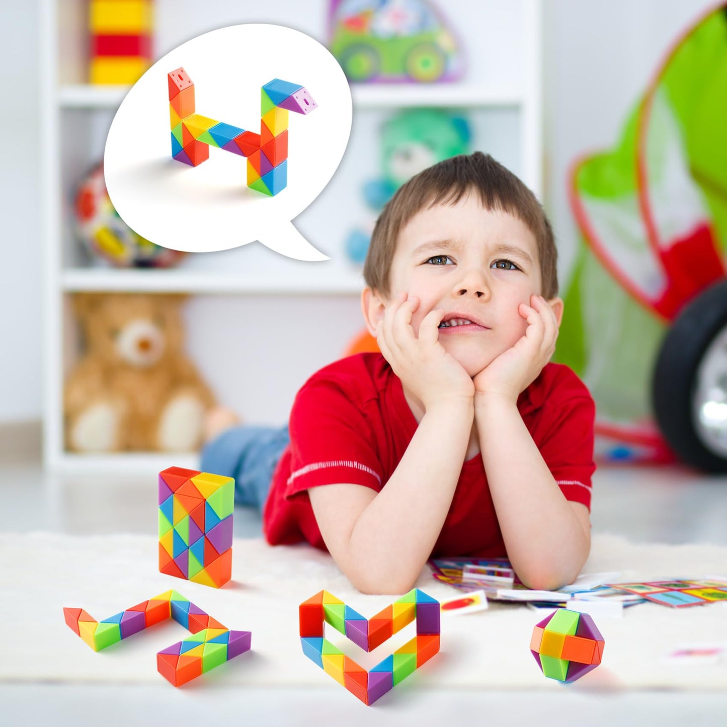 Yeetec Fidget Snake Cube – Rainbow Twist Puzzle Toy for Kids & Adults