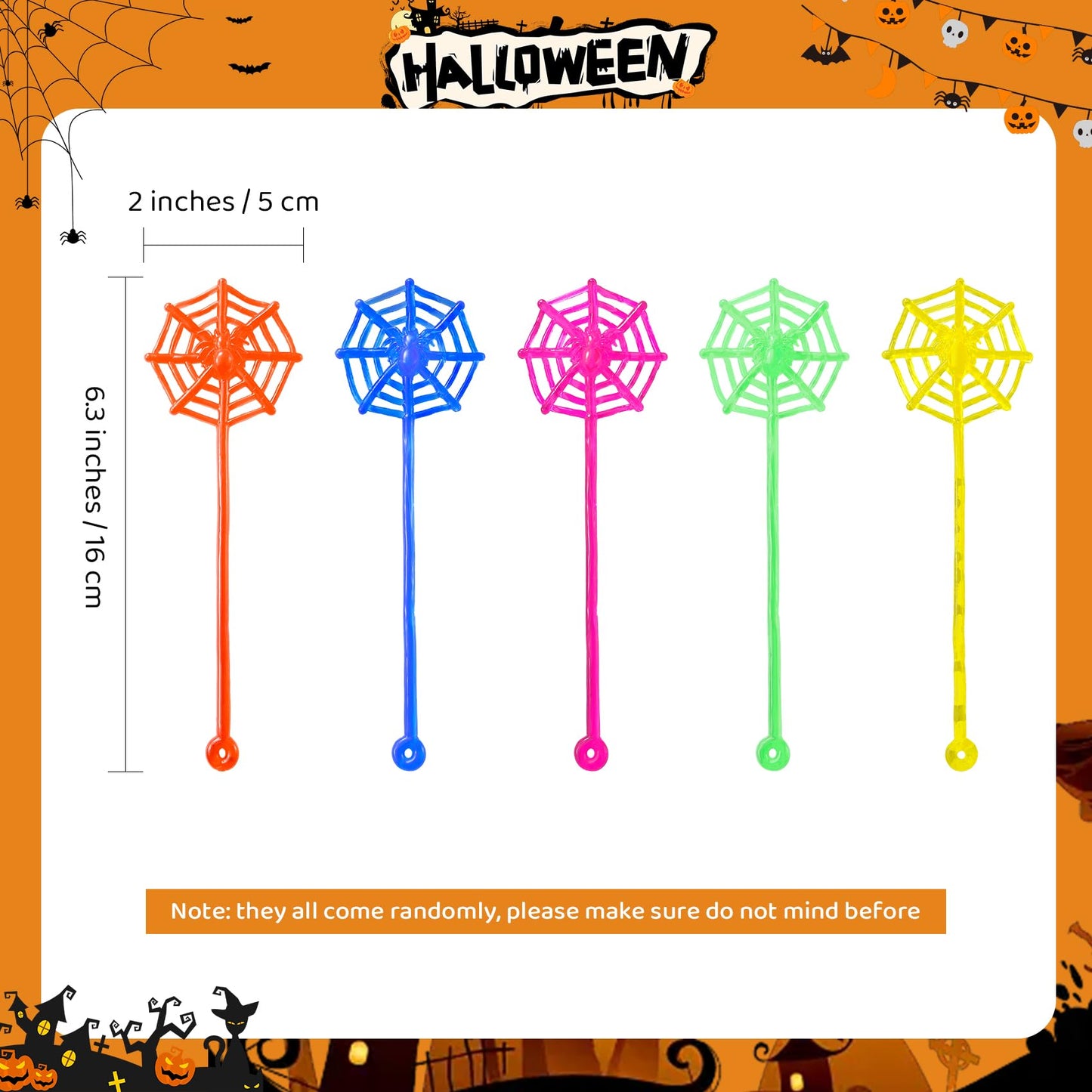 Yeetec 12 Pack Sticky Spider Web Cobweb Hands – Stretchy Sensory Toys for Halloween Party Favors
