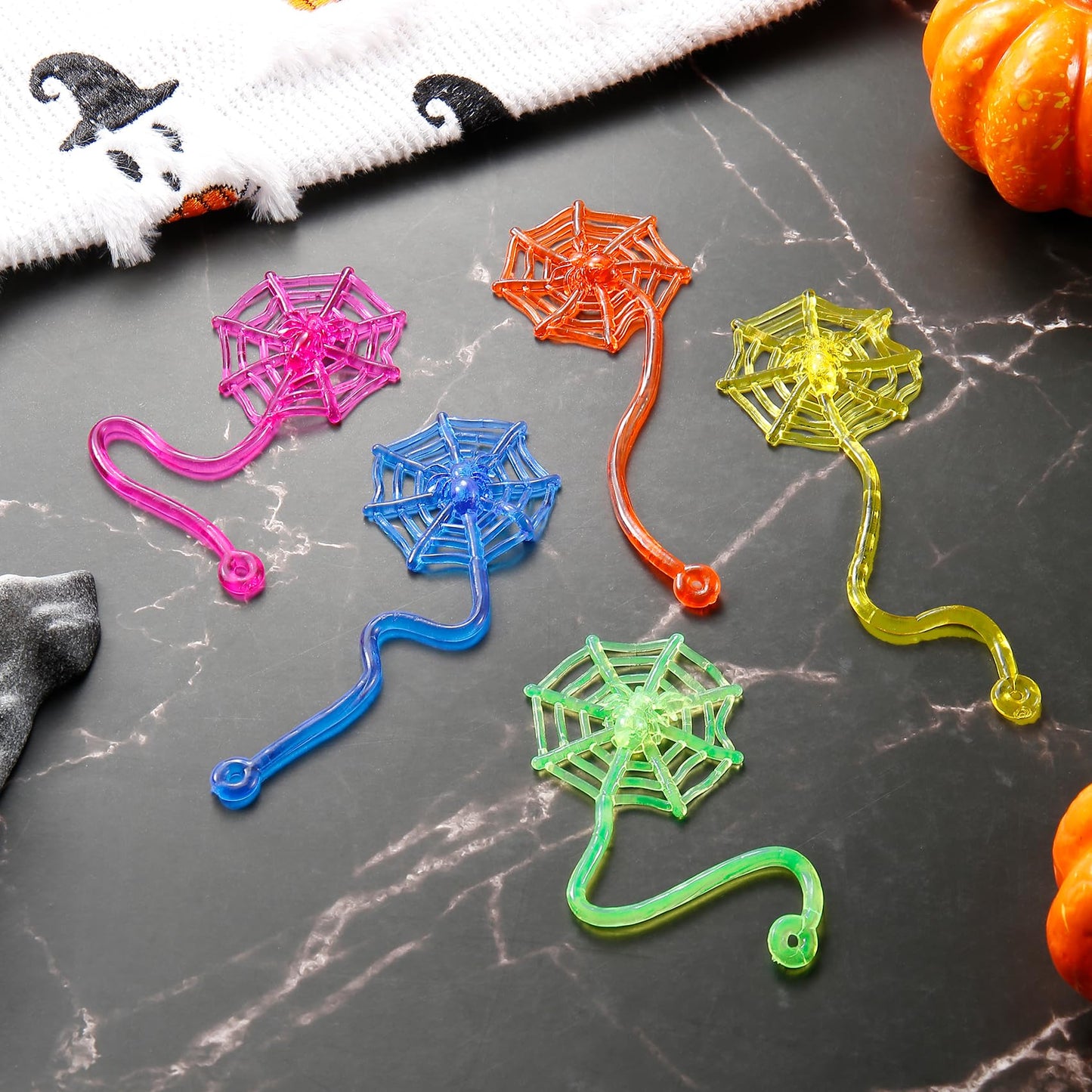 Yeetec 12 Pack Sticky Spider Web Cobweb Hands – Stretchy Sensory Toys for Halloween Party Favors