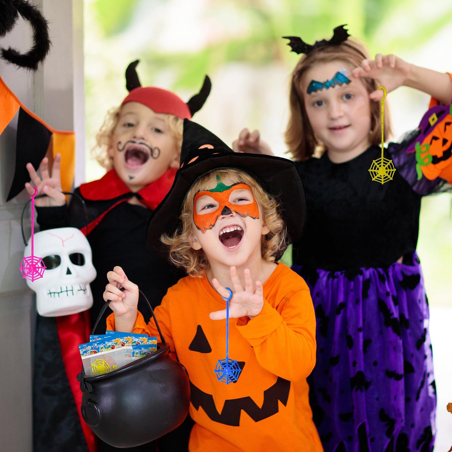 Yeetec 12 Pack Sticky Spider Web Cobweb Hands – Stretchy Sensory Toys for Halloween Party Favors