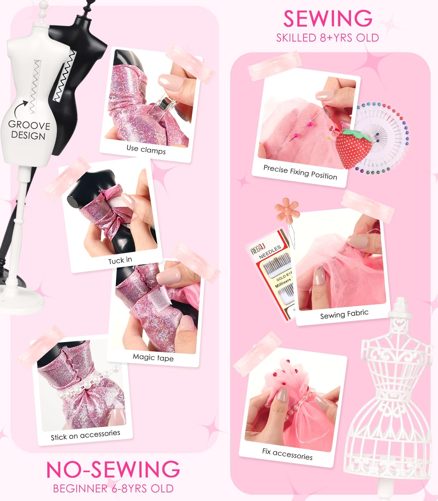 YEETIN Fashion Designer Kit for Girls – DIY Sewing & Doll Clothes