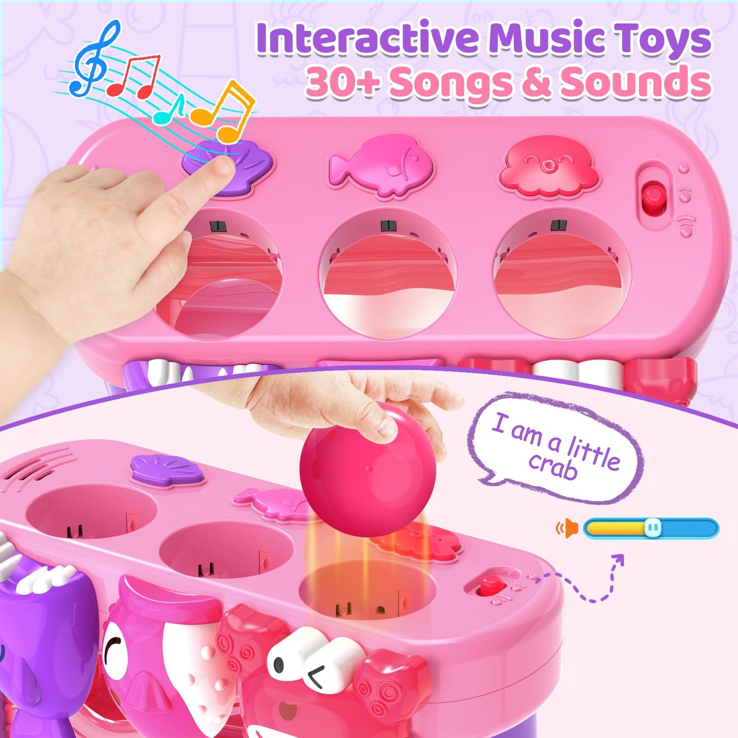 YEGEER Ocean Theme Musical Toy for Toddlers – Pink Montessori Interactive Toy