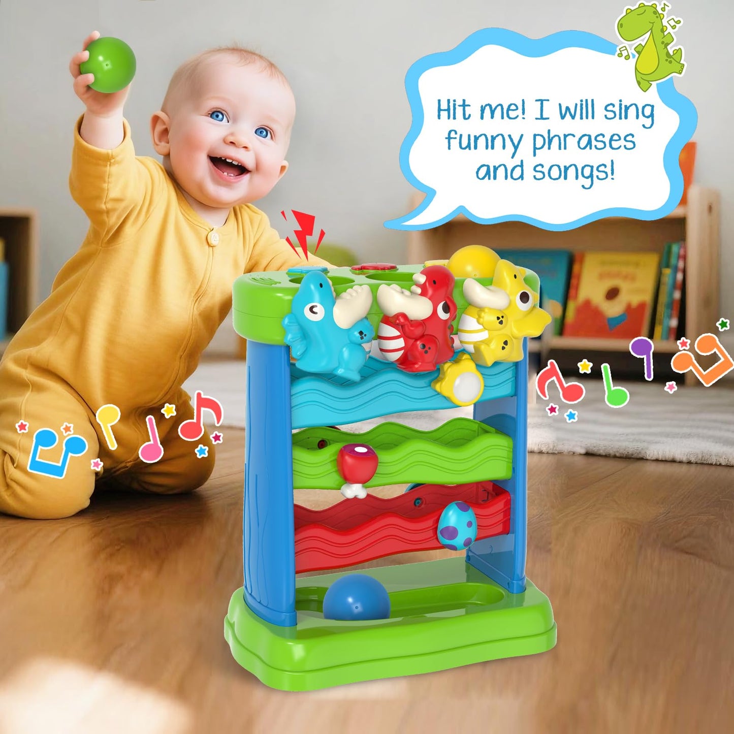 YEGEER Musical Dinosaur Toy for Toddlers 1-2 | Montessori Feeding & Learning