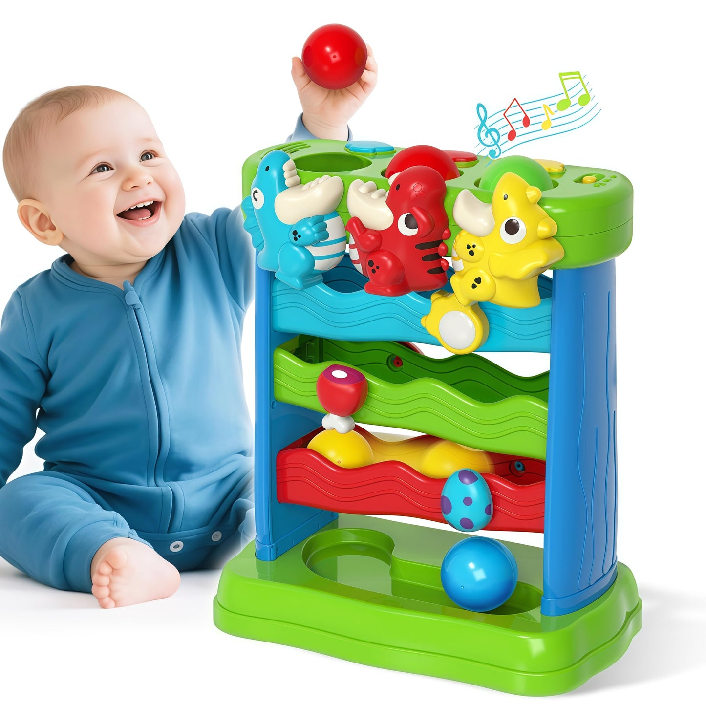 YEGEER Musical Dinosaur Toy for Toddlers 1-2 | Montessori Feeding & Learning