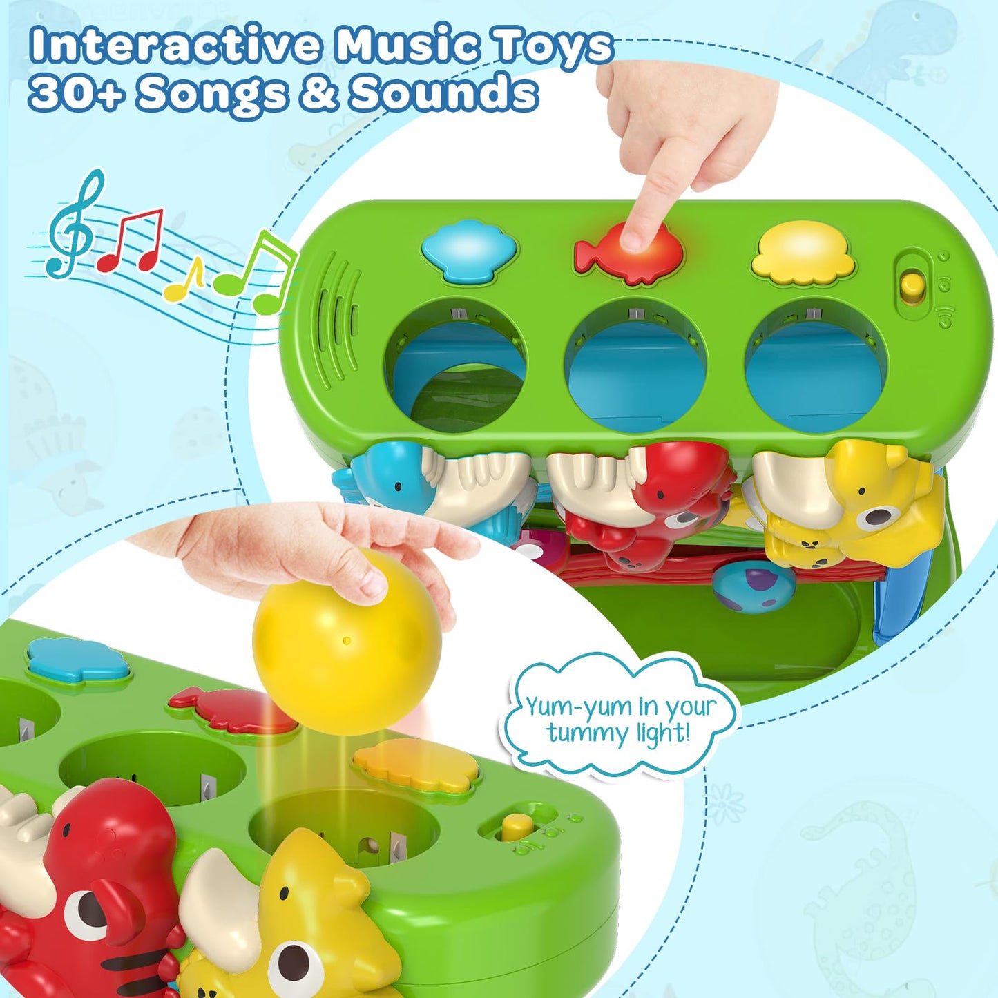 YEGEER Musical Dinosaur Toy for Toddlers 1-2 | Montessori Feeding & Learning
