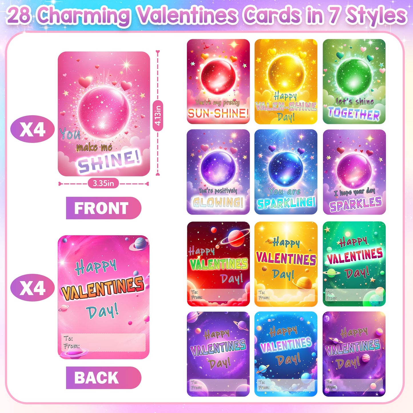 YEGEER 28-Pack Valentines Day Gifts for Kids: Cards & Stretchy Ball Toys