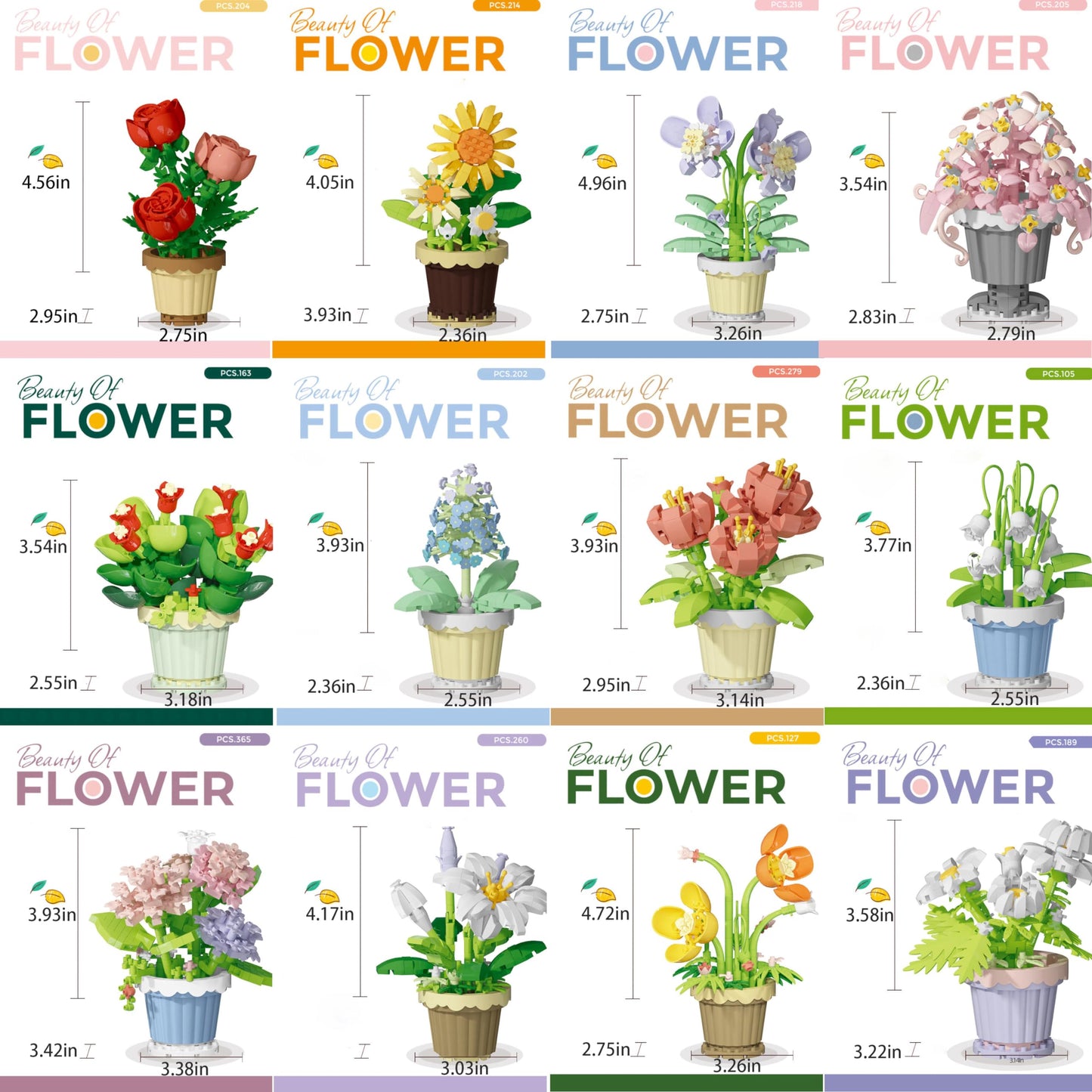 YEIBOBO 12-Piece Flowers & Plant Building Set – 2531 Pieces, Creative Gift for Women and Girls | Home Decor, Bonsai & Building Blocks