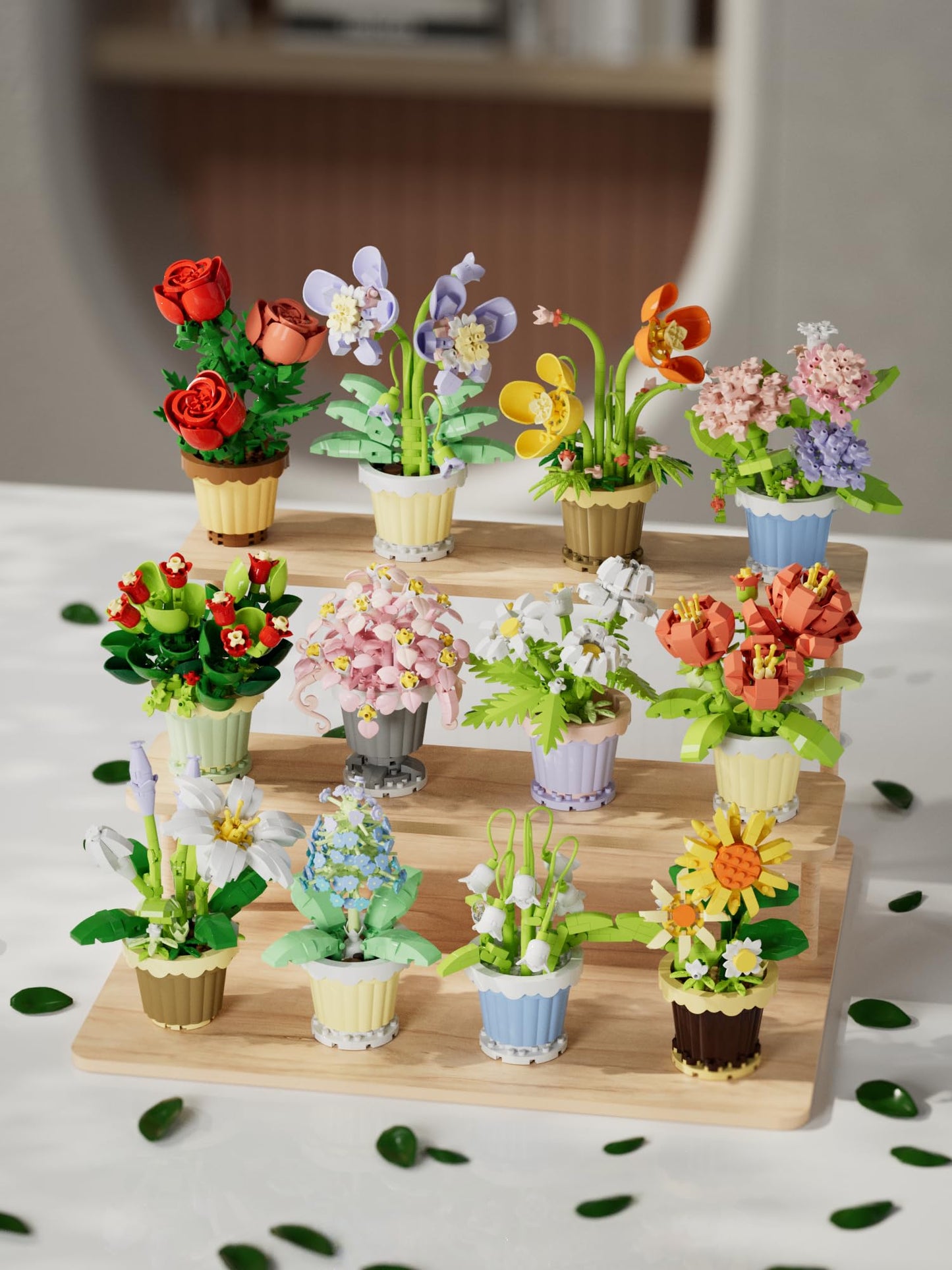 YEIBOBO 12-Piece Flowers & Plant Building Set – 2531 Pieces, Creative Gift for Women and Girls | Home Decor, Bonsai & Building Blocks