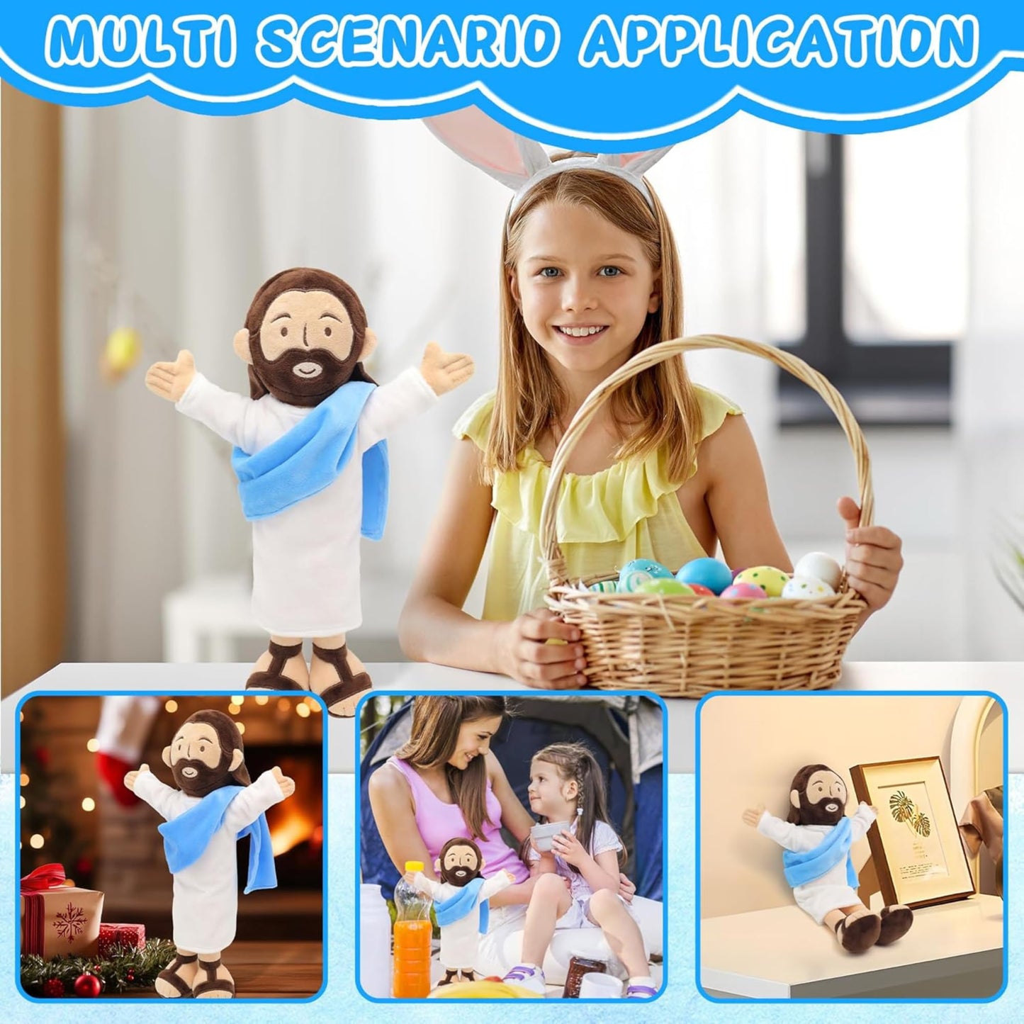 Yelakey 13-Inch Jesus Plush – Soft Jesus Stuffed Doll for Easter, Christmas & Church Decor (Brown)