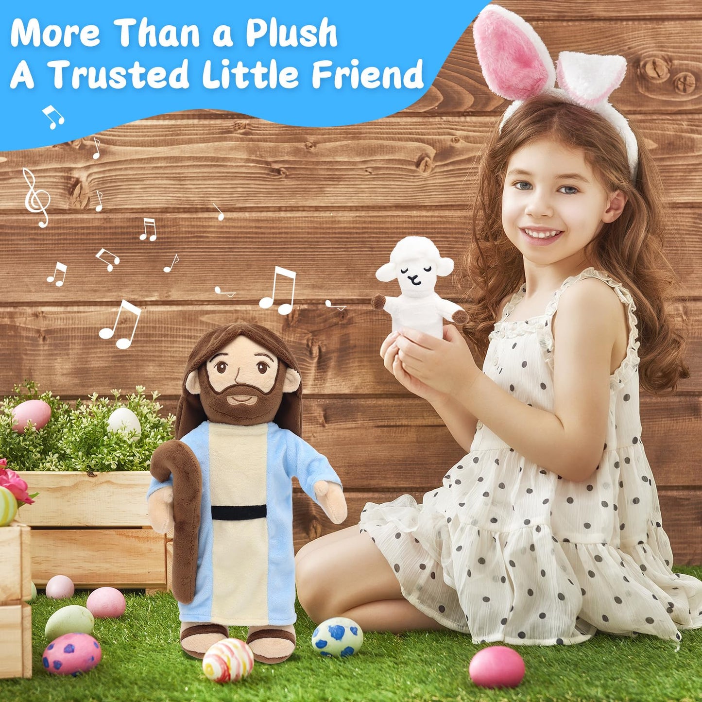 Yelakey Good Shepherd Jesus Plush Talking Doll – 15'' with Bible Verses & Songs