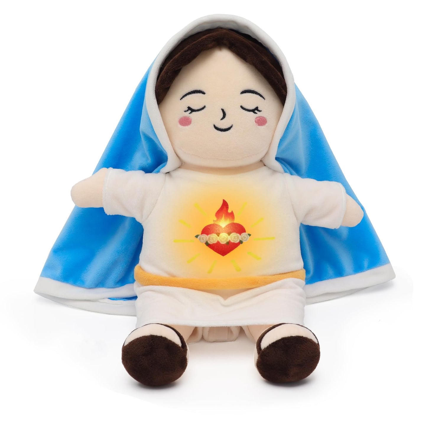Yelakey Breathing Virgin Mary Plush Doll – Light, Sound & Comfort for Kids