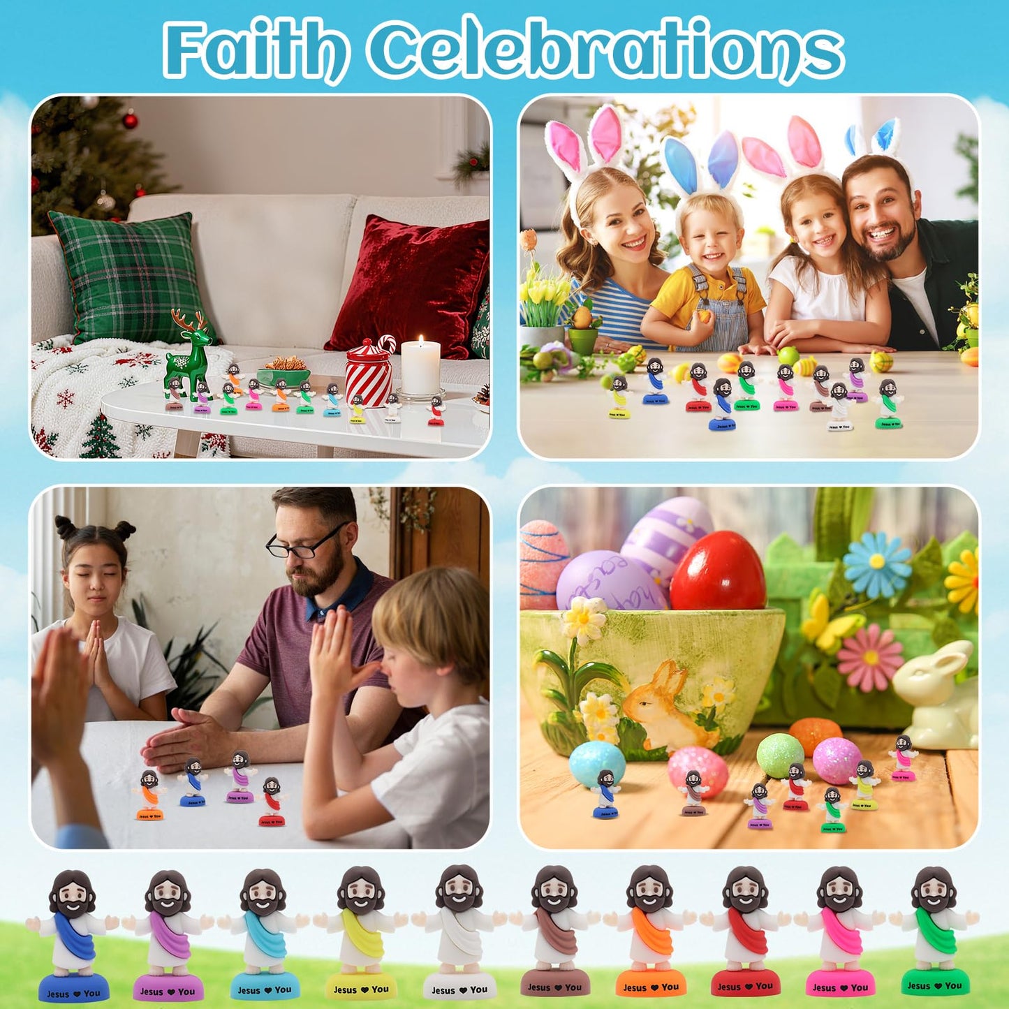 Yelakey Little Mini Jesus Figures – 72-Pack with Daily Scripture Access