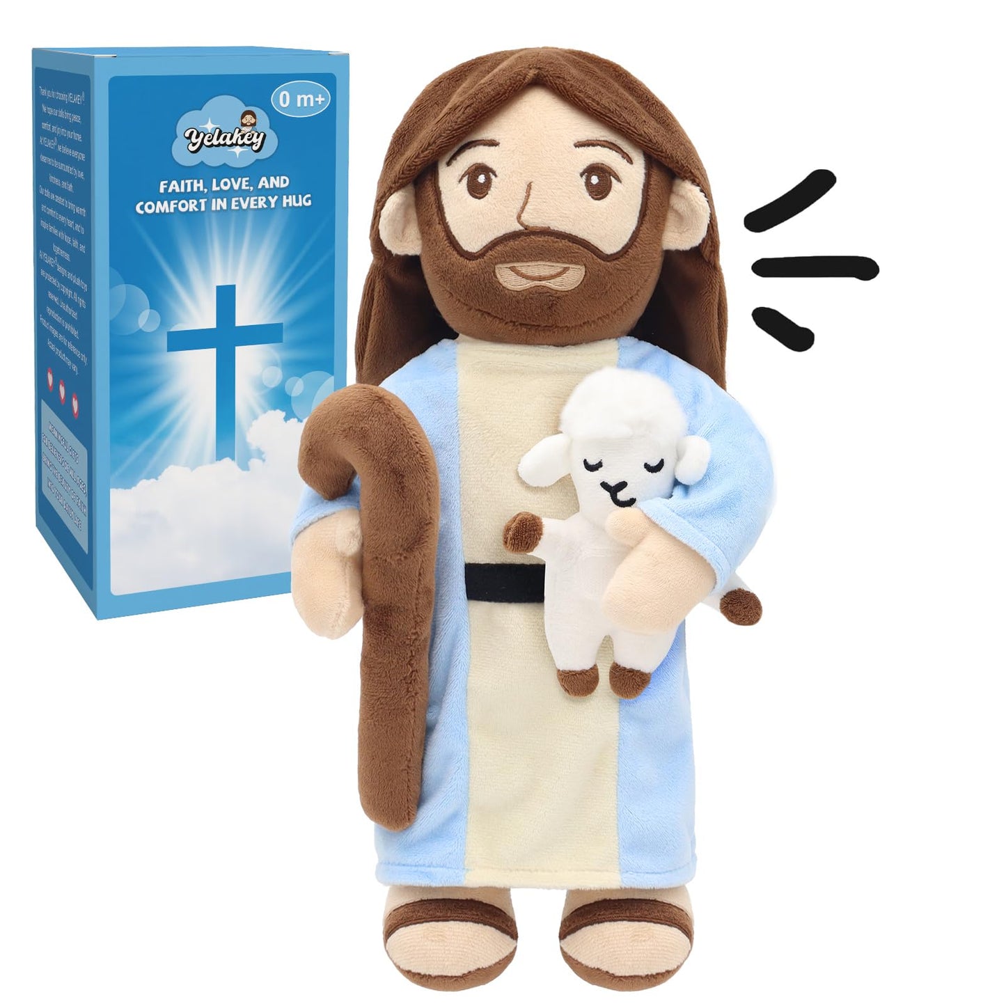 Yelakey Good Shepherd Jesus Plush Talking Doll – 15'' with Bible Verses & Songs