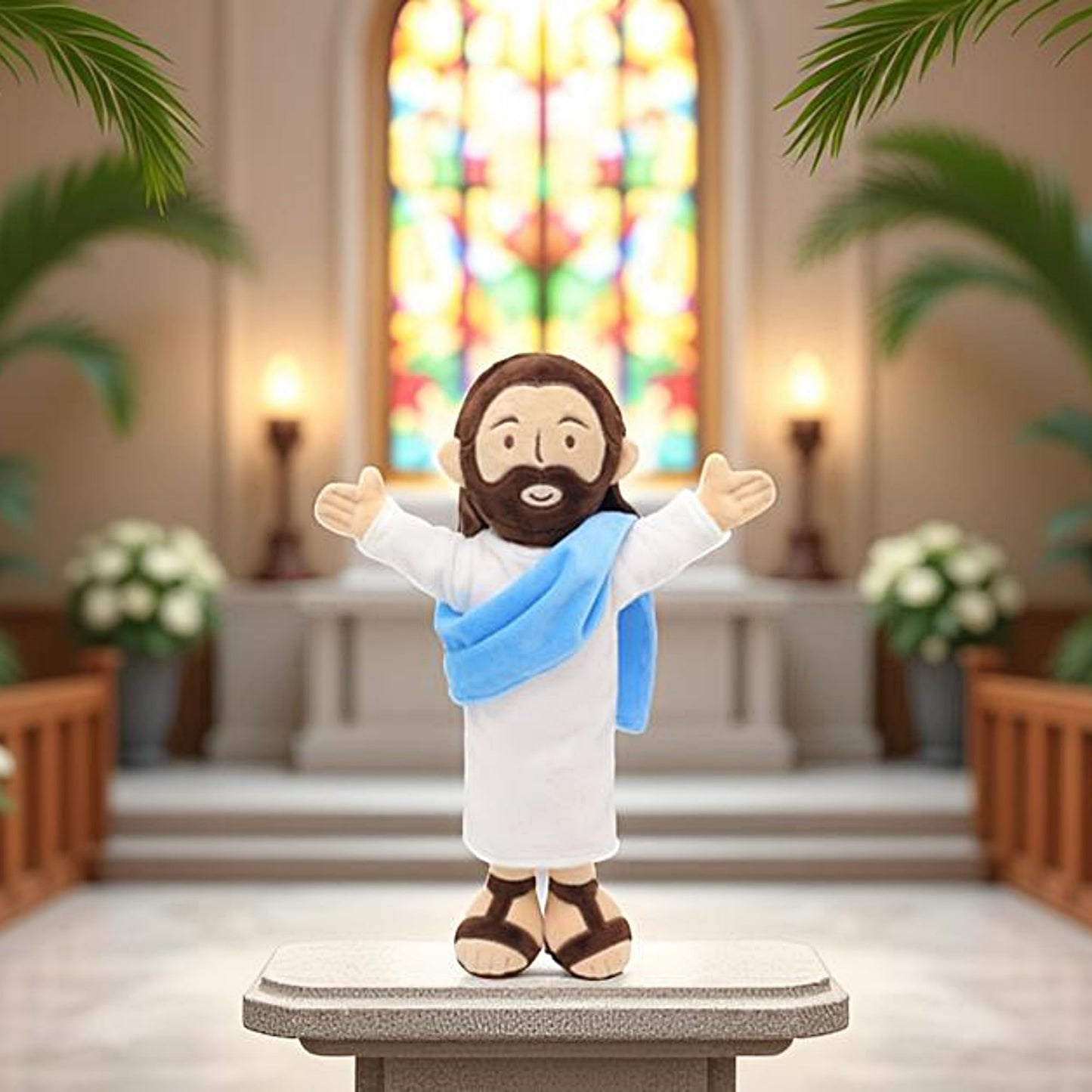 Yelakey 13-Inch Jesus Plush – Soft Jesus Stuffed Doll for Easter, Christmas & Church Decor (Brown)