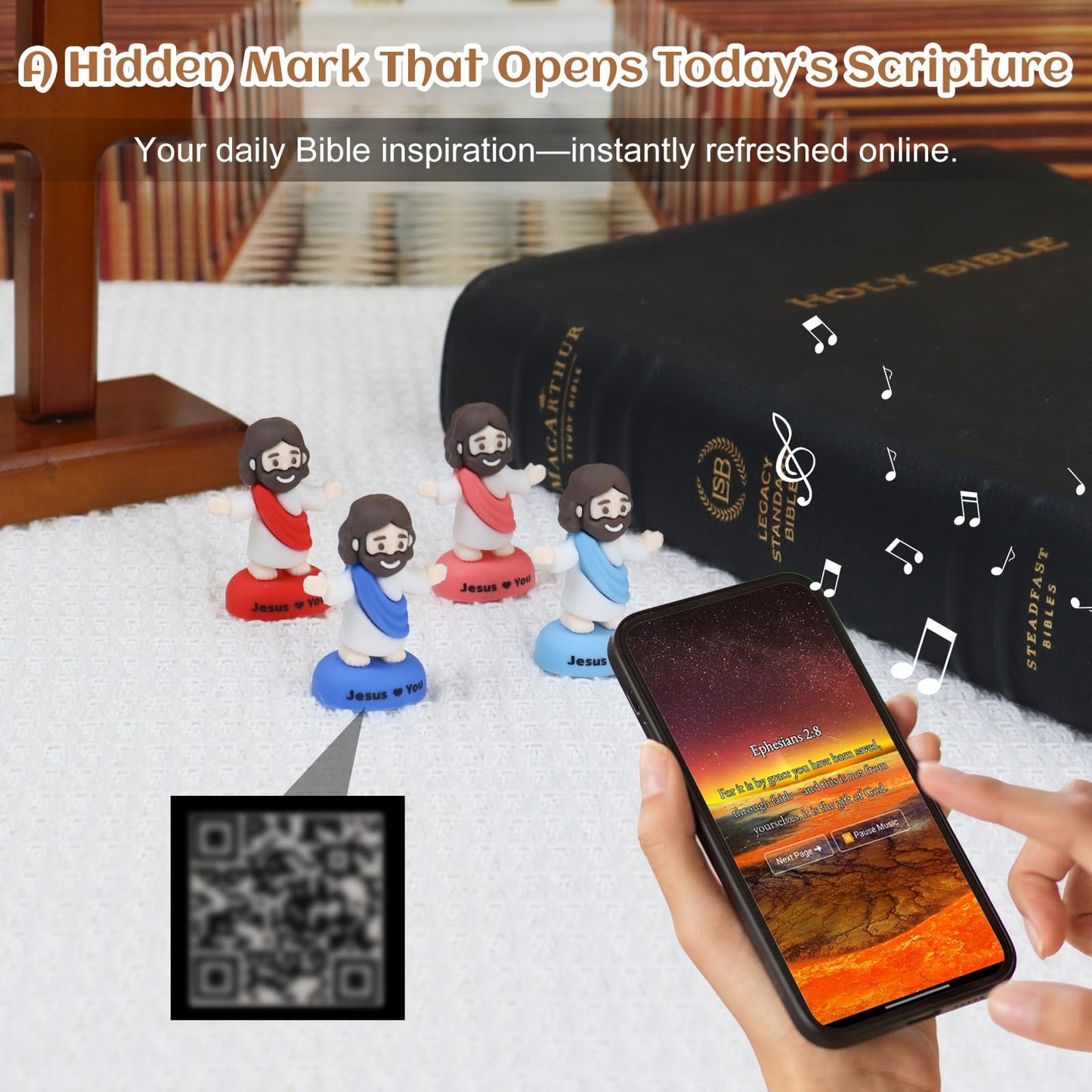 Yelakey Little Mini Jesus Figures – 72-Pack with Daily Scripture Access