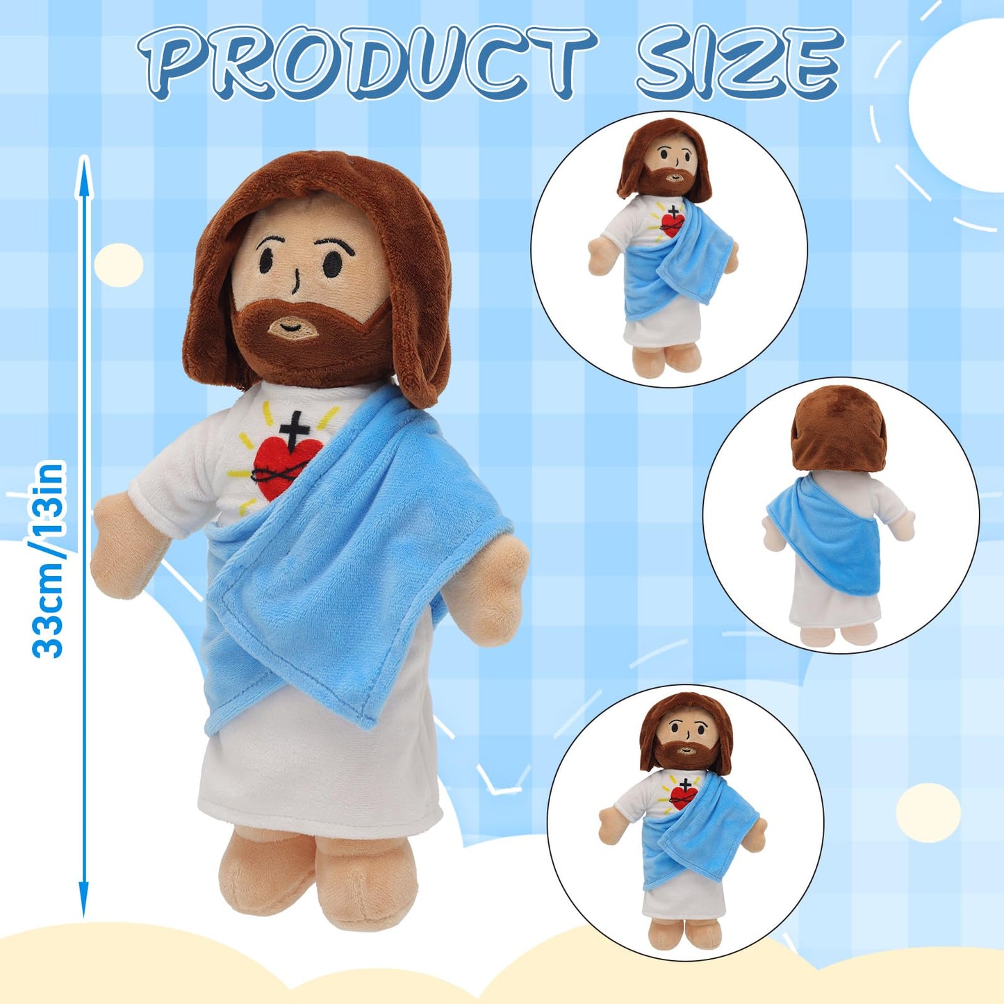 Yelakey 13-Inch Jesus Plush Toy | Heart of Jesus Plushie for Kids, Church & Easter Gift