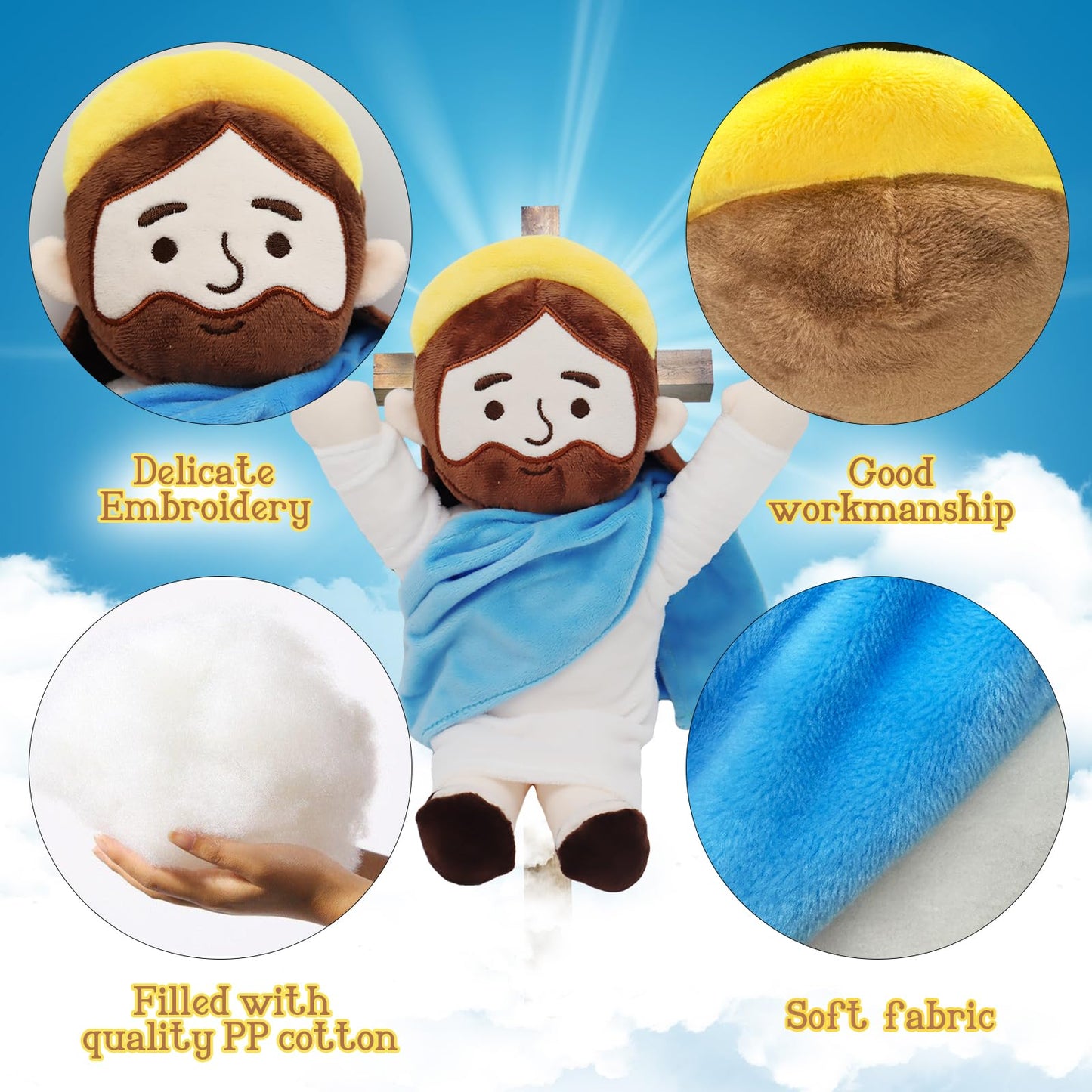 Yelakey 13-inch Jesus Plush Doll – Soft Christian Plushie for Easter, Christmas & Gifts