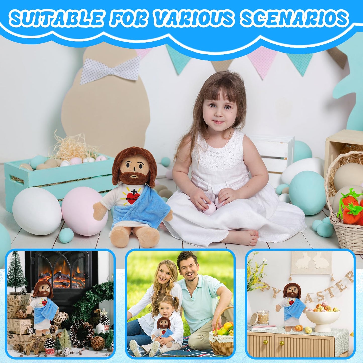 Yelakey 13-Inch Jesus Plush Toy | Heart of Jesus Plushie for Kids, Church & Easter Gift