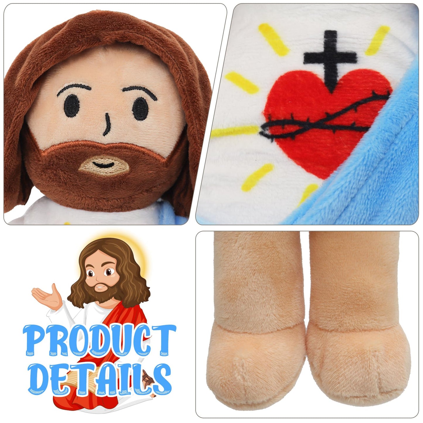 Yelakey 13-Inch Jesus Plush Toy | Heart of Jesus Plushie for Kids, Church & Easter Gift