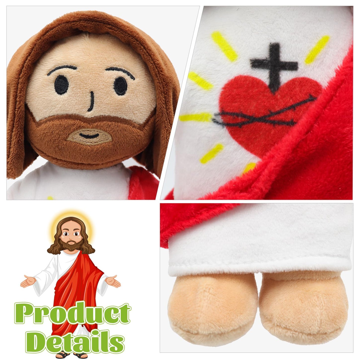 Yelakey 13-Inch Jesus Plush Toy – Heart of Jesus Plushie for Kids