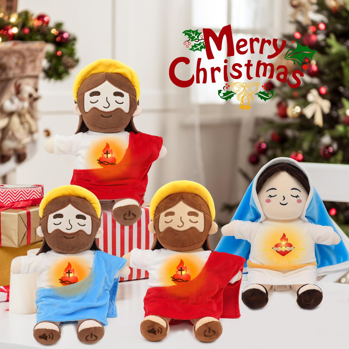 Yelakey Soothing Jesus Plush with Light and Sound | 15-Inch Breathing Plush for Kids