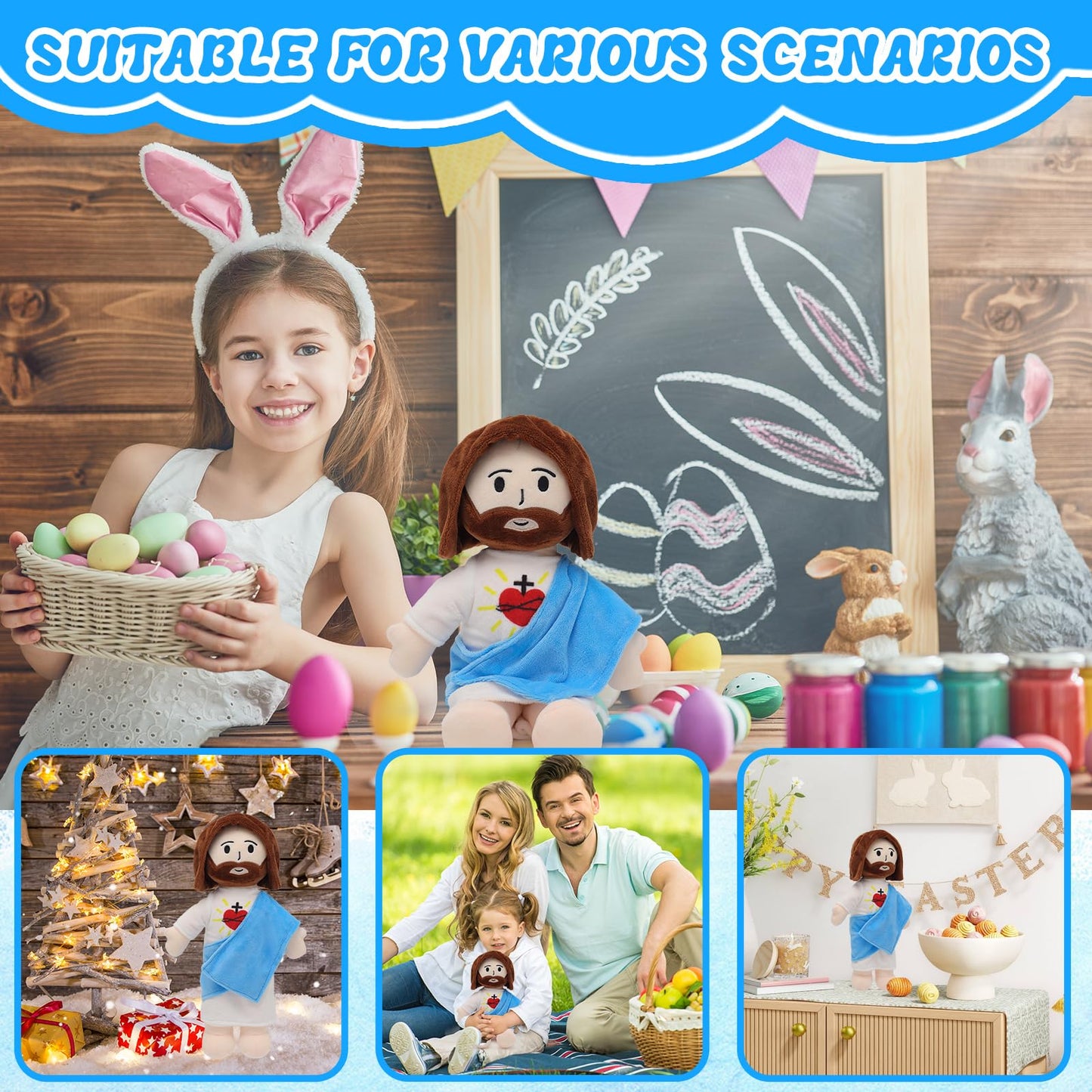 Yelakey 13-Inch Jesus Plush Toy – Heart of Jesus Plushie for Kids, Church & Easter Gifts
