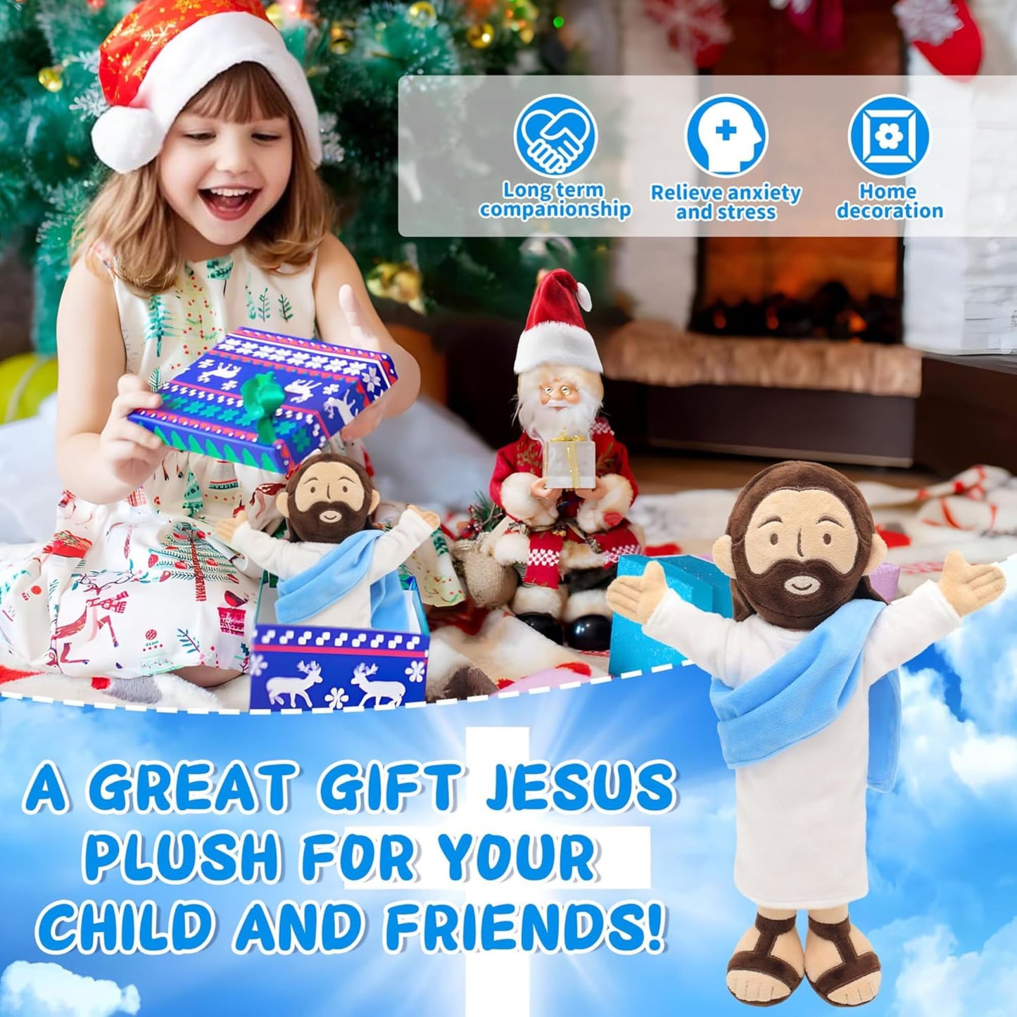 Yelakey 13-Inch Jesus Plush – Soft Jesus Stuffed Doll for Easter, Christmas & Church Decor (Brown)