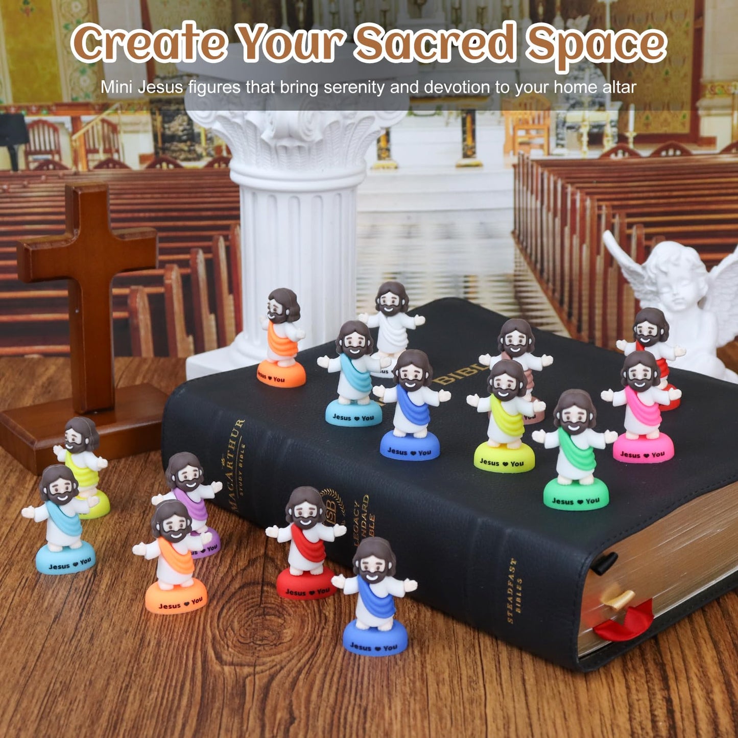 Yelakey Little Mini Jesus Figures – 72-Pack with Daily Scripture Access