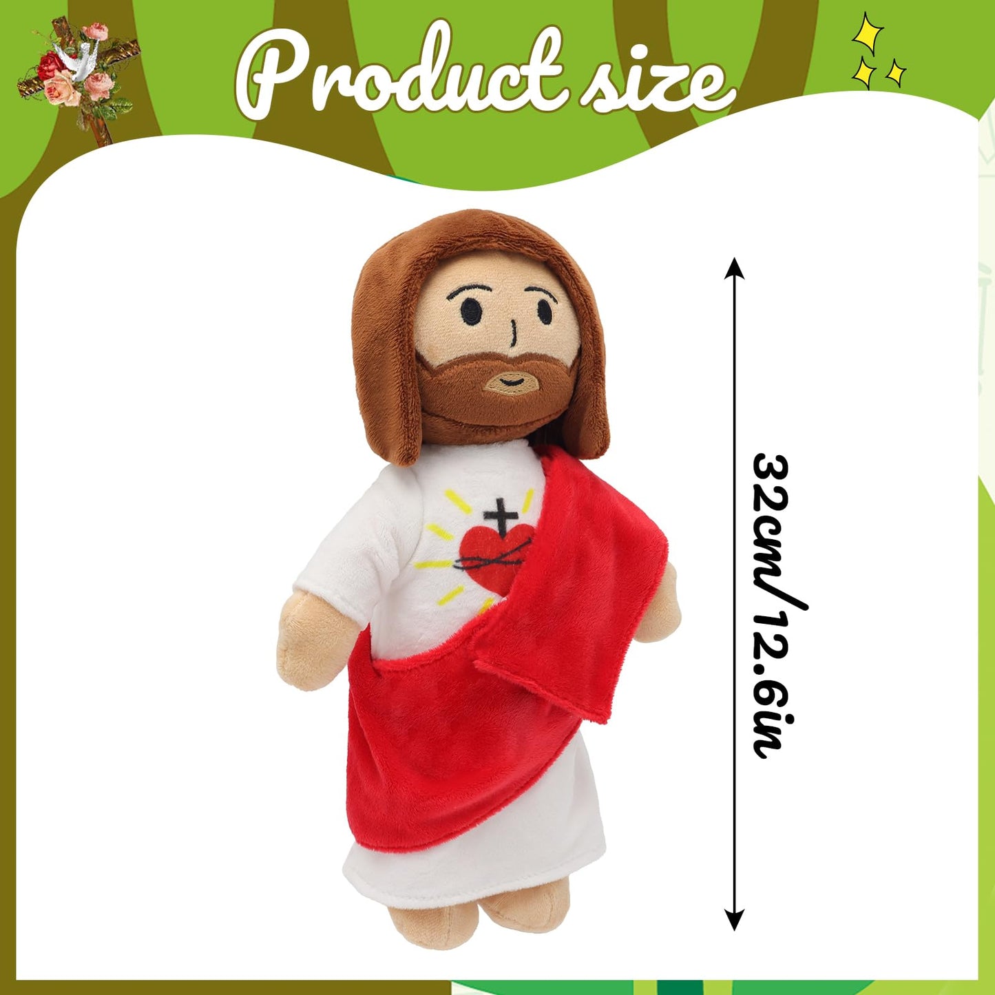Yelakey 13-Inch Jesus Plush Toy – Heart of Jesus Plushie for Kids