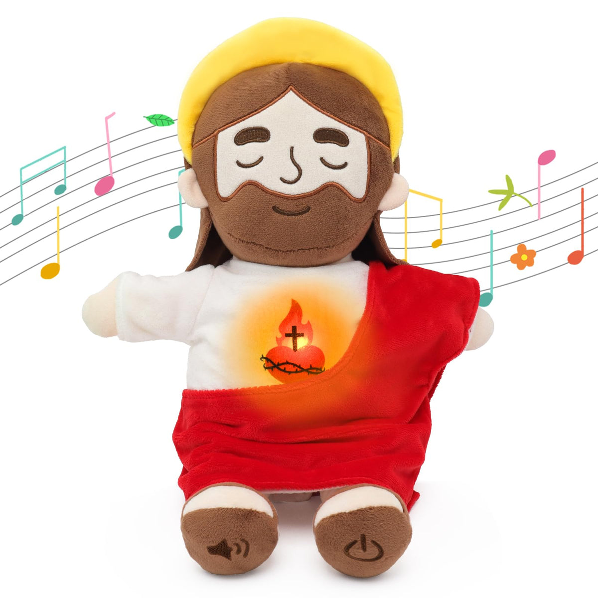 Yelakey Soothing Jesus Plush Toy with Light & Sound – 15-Inch Breathing Plush for Kids