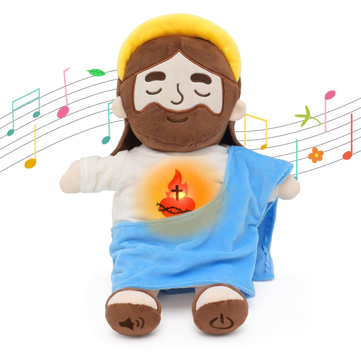 Yelakey Soothing Jesus Plush with Light and Sound | 15-Inch Breathing Plush for Kids