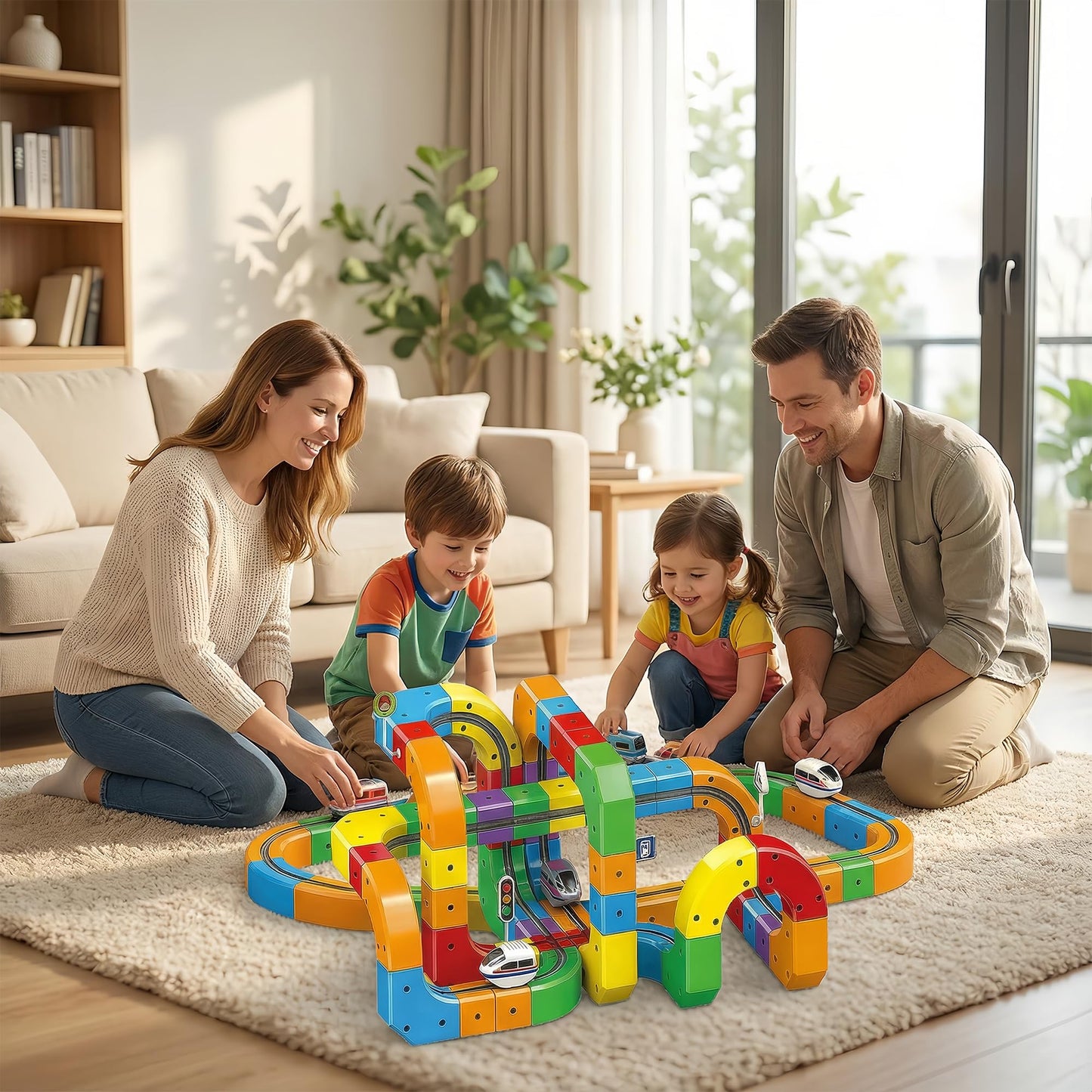 YELEONGY 123PCS Trackfusion Magnetic Monorail Train Set – Magnetic Monorail & Gravity Tracks for Kids Aged 4-8
