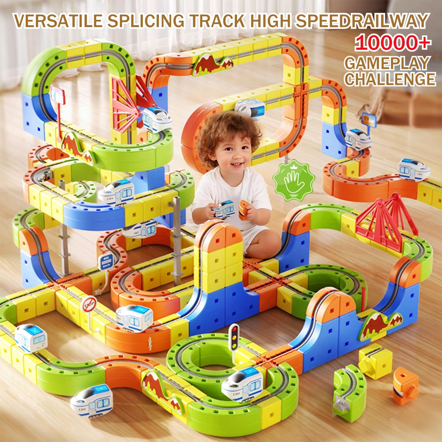 YELEONGY 160PCS Trackfusion Magnetic Monorail – Magnetic Train Set for Kids Aged 4-8