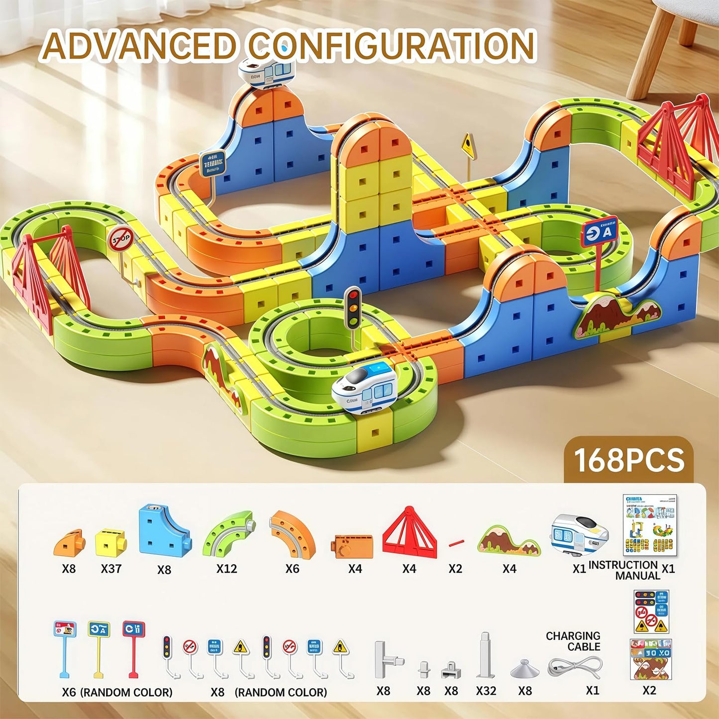 YELEONGY 160PCS Trackfusion Magnetic Monorail – Magnetic Train Set for Kids Aged 4-8