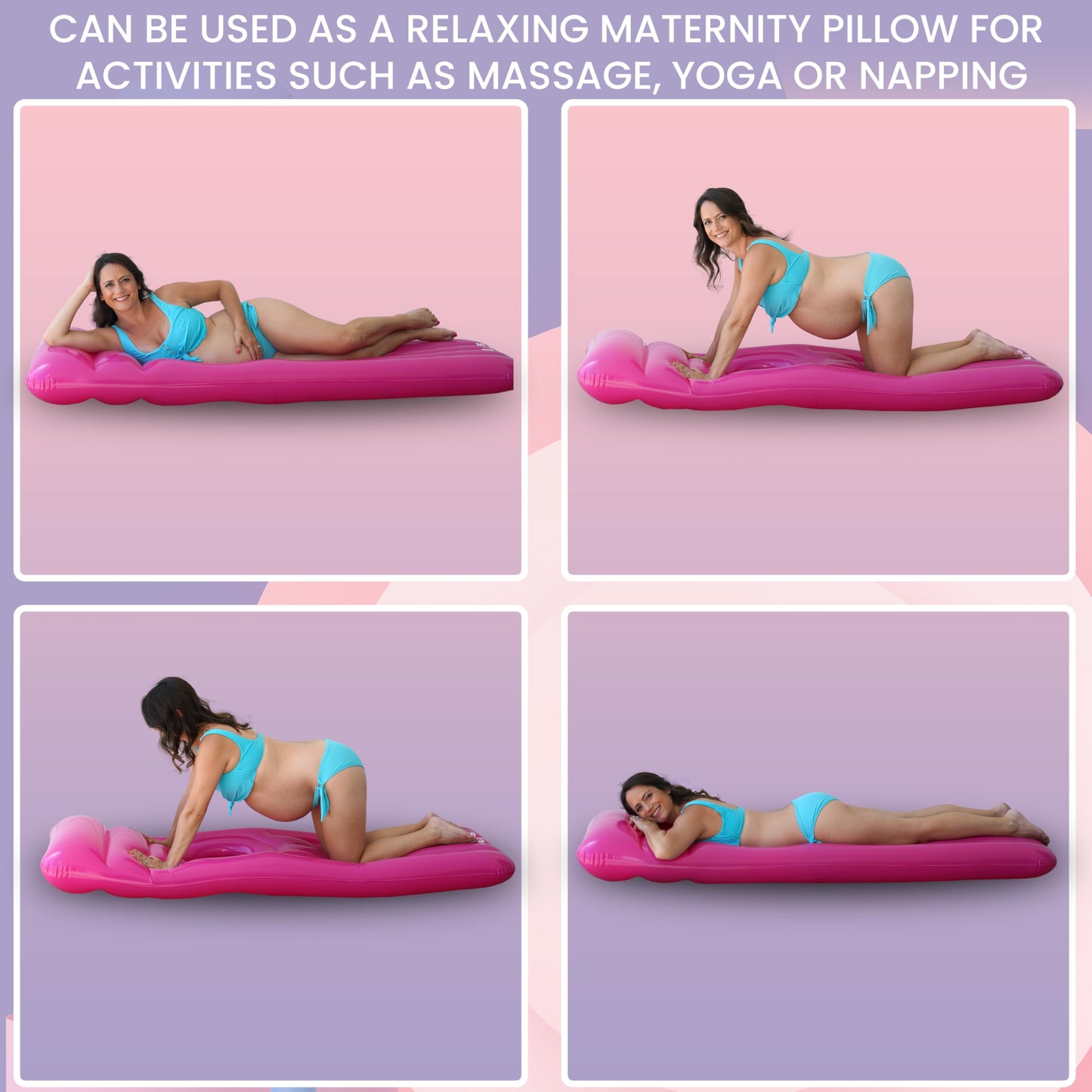 YelloIris Inflatable Pregnancy Pool Float with Belly Hole – Full-Body Maternity Airbed (Pink)
