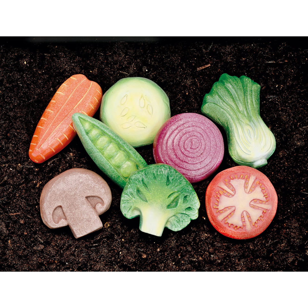 Yellow Door Vegetable Sensory Play Stones – 8 Real-Looking Stones for Mud Kitchen & Imaginative Play