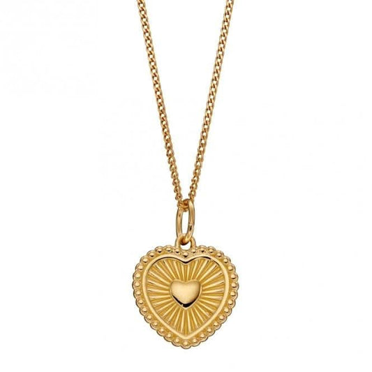 Yellow Gold Plated Sunray Texture Heart Pendant P4970