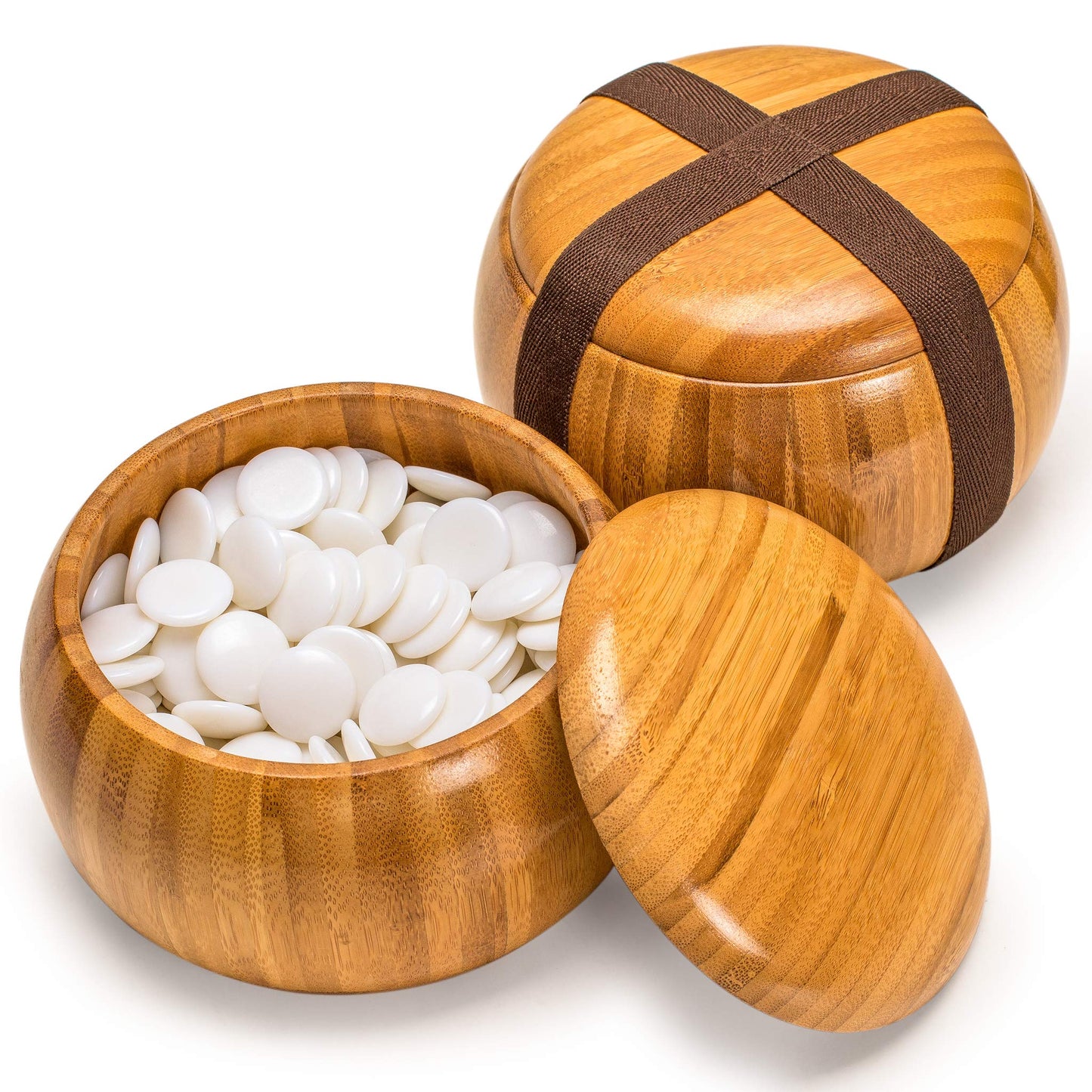 Yellow Mountain Imports Bamboo Go Board 19x19/13x13 – Reversible Goban with Stones & Bamboo Bowls
