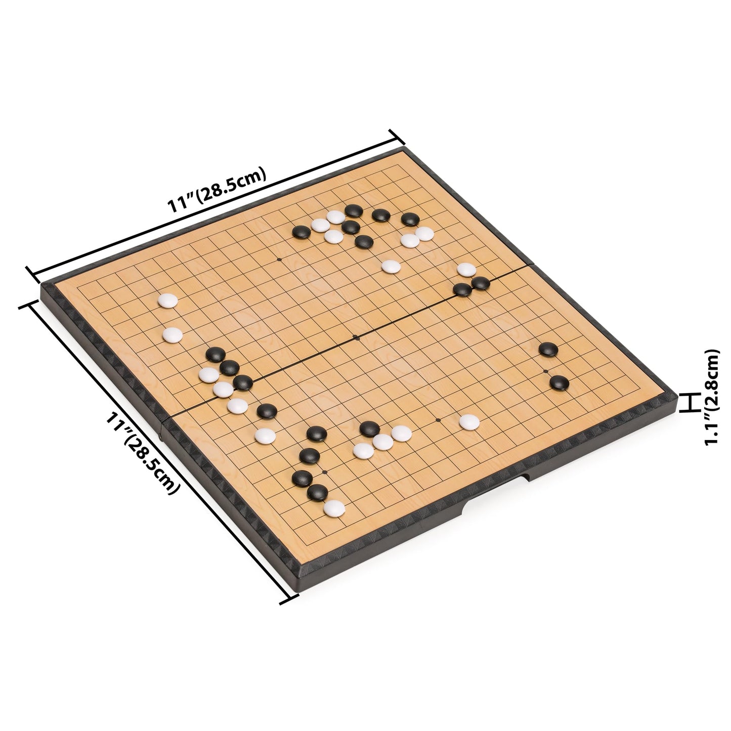 Yellow Mountain Imports Magnetic Go Game Set - 11-Inch Board, 181 Black & 180 White Convex Stones