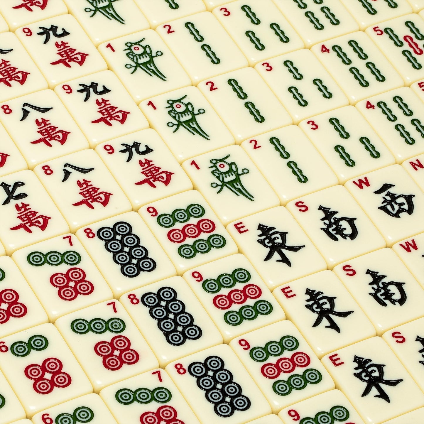 Yellow Mountain Imports Bleau Fontaine Chinese Mahjong Set — 146 Tiles, Blue Vinyl Case, Traditional Chinese Mahjong