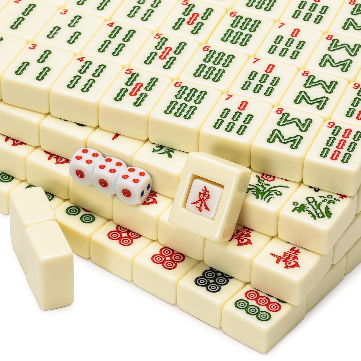 Yellow Mountain Imports Bleau Fontaine Chinese Mahjong Set — 146 Tiles, Blue Vinyl Case, Traditional Chinese Mahjong