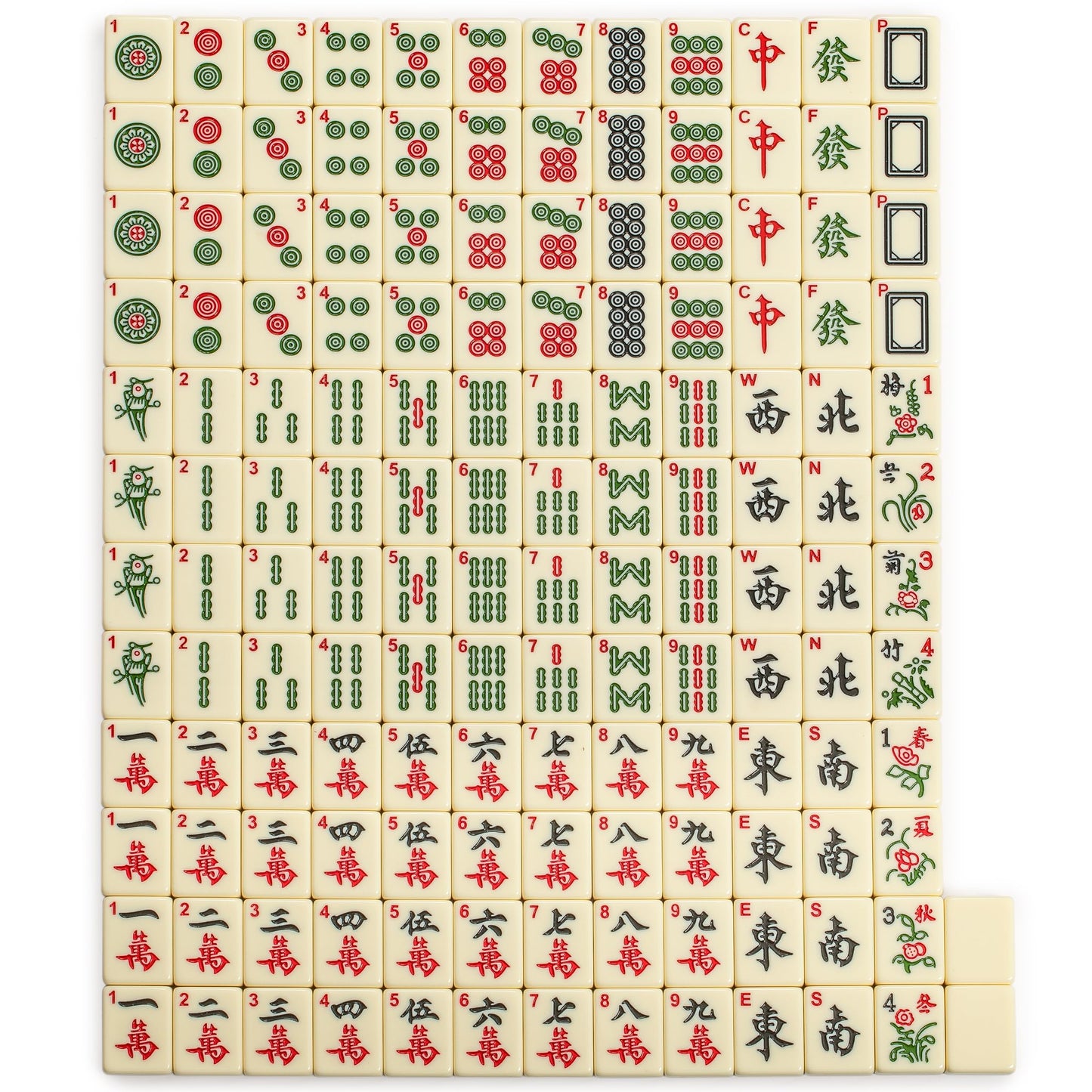 Yellow Mountain Imports Bleau Fontaine Chinese Mahjong Set — 146 Tiles, Blue Vinyl Case, Traditional Chinese Mahjong