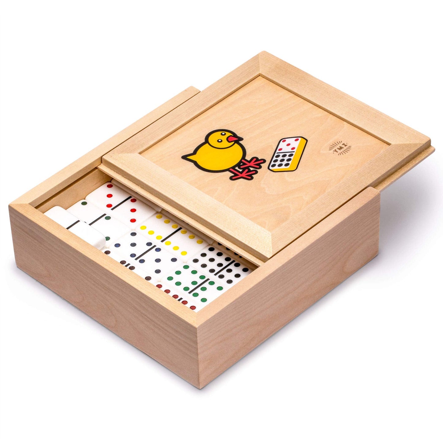 Yellow Mountain Imports Chicken Foot Complete Game Set — Double 9 Dominoes, Wooden Hub & Scorepad