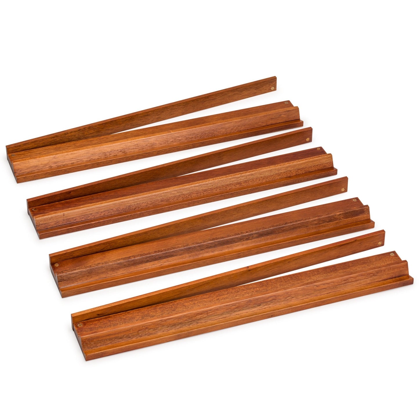 Yellow Mountain Imports Classic Chestnut Mahjong Racks with Pushers (Set of 4) — 18 Inches