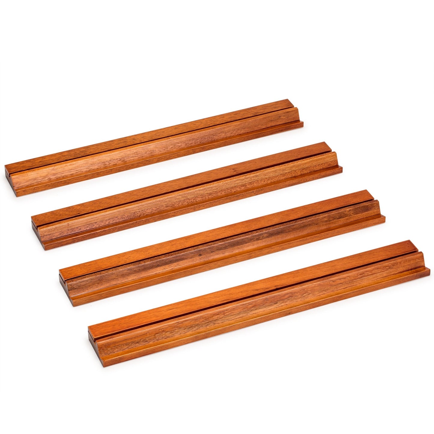 Yellow Mountain Imports Classic Chestnut Mahjong Racks with Pushers (Set of 4) — 18 Inches