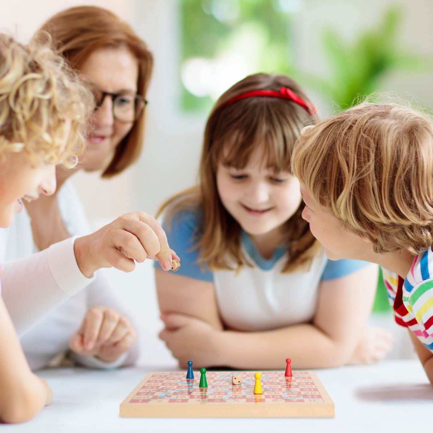 Yellow Mountain Imports 2-in-1 Reversible Snakes and Ladders, Ludo Game Set — 11.3-Inch Board