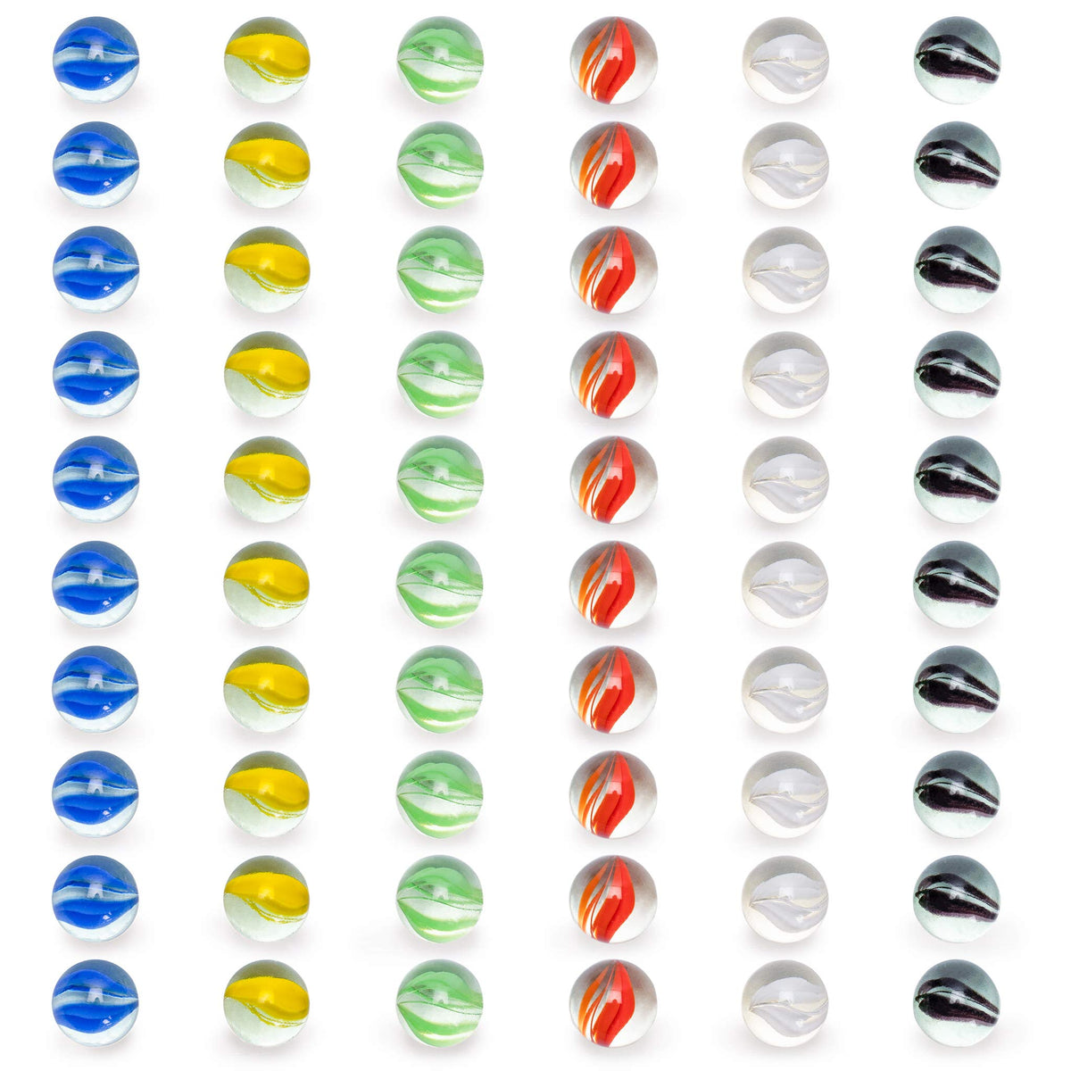 Yellow Mountain Imports 60-Piece Translucent Glass Marbles with Petal Design - 16mm