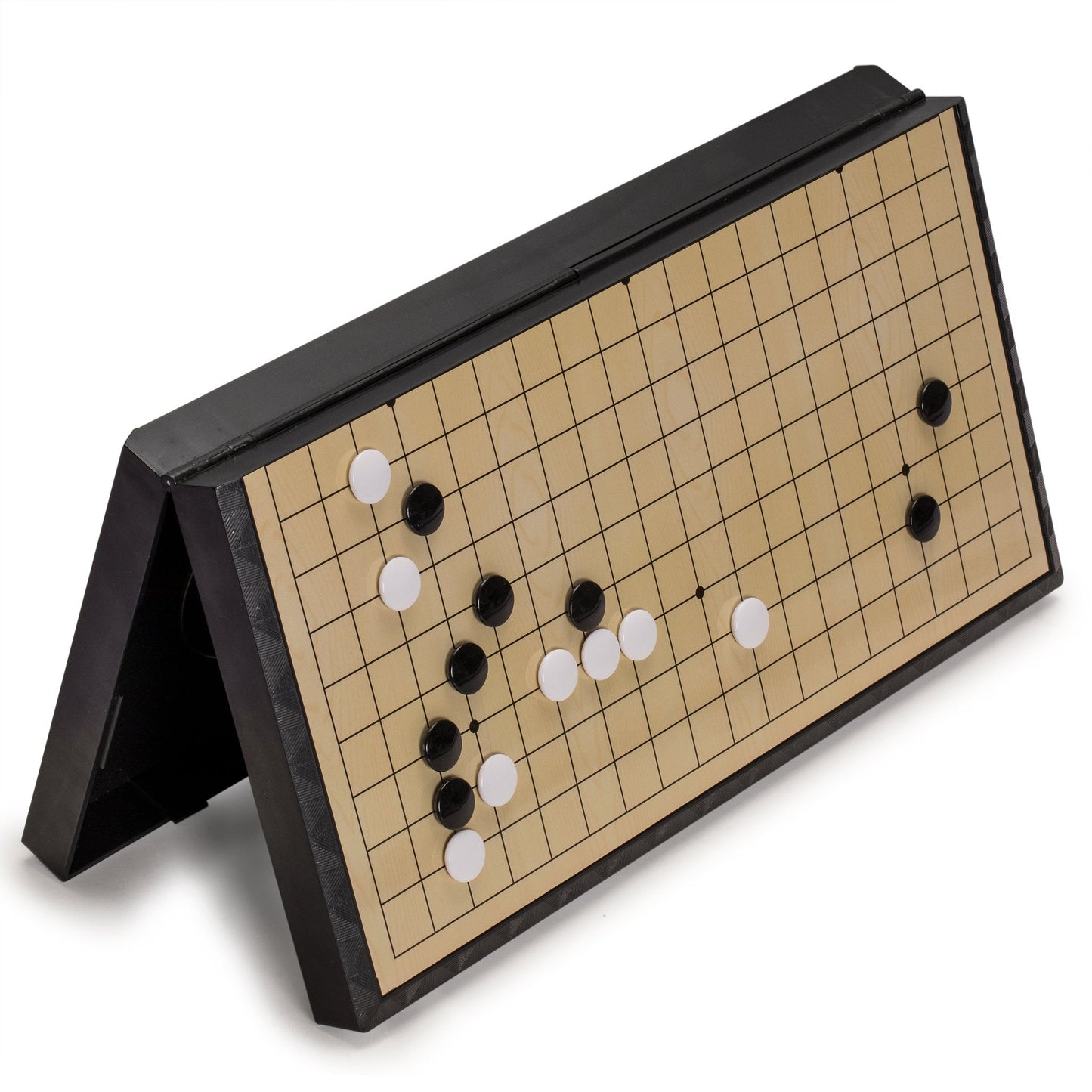Yellow Mountain Imports Large Magnetic 19x19 Go Game Set Board (14.6-Inch) – Folding, Portable Travel Ready with Single Convex Stones