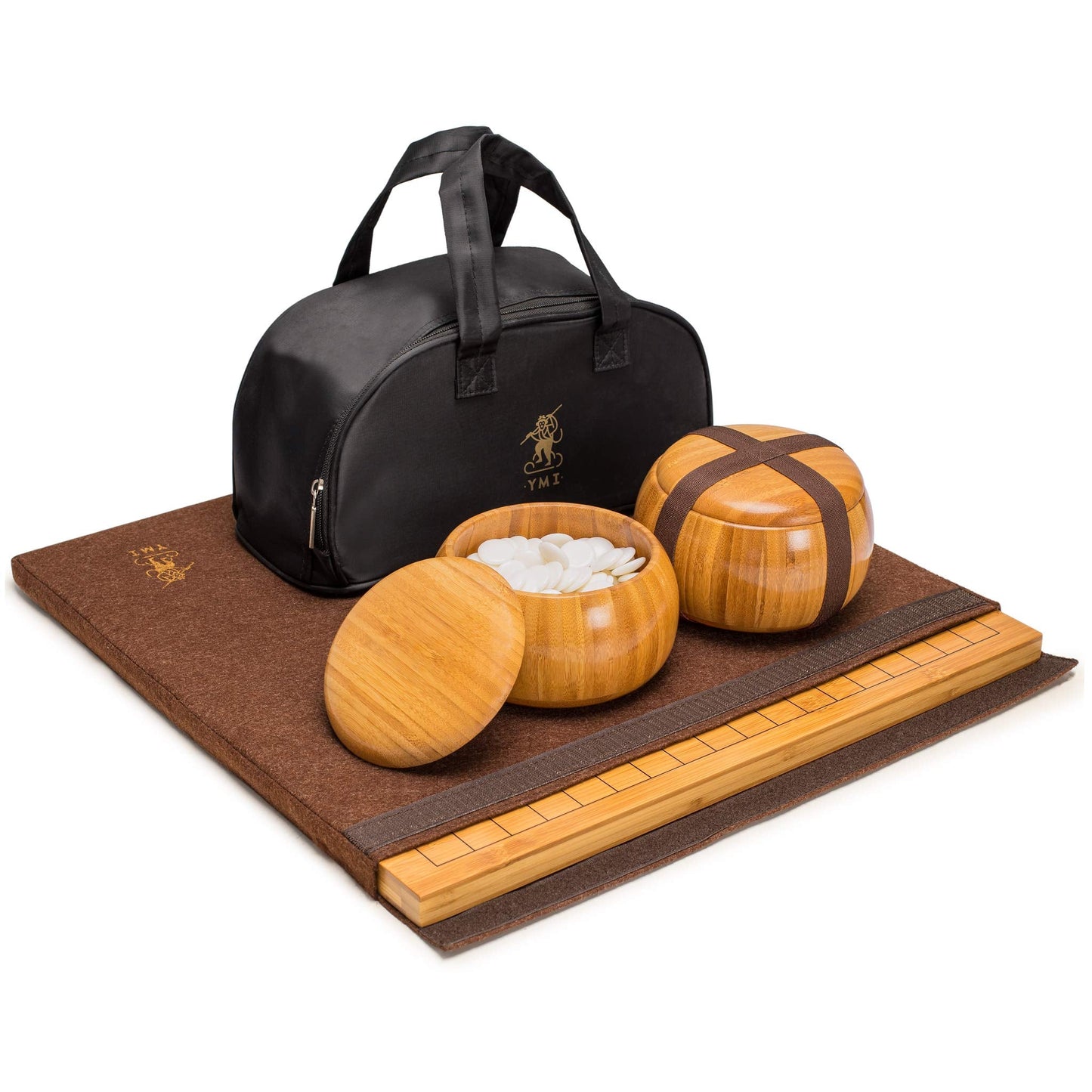 Yellow Mountain Imports Bamboo Go Board 19x19/13x13 – Reversible Goban with Stones & Bamboo Bowls