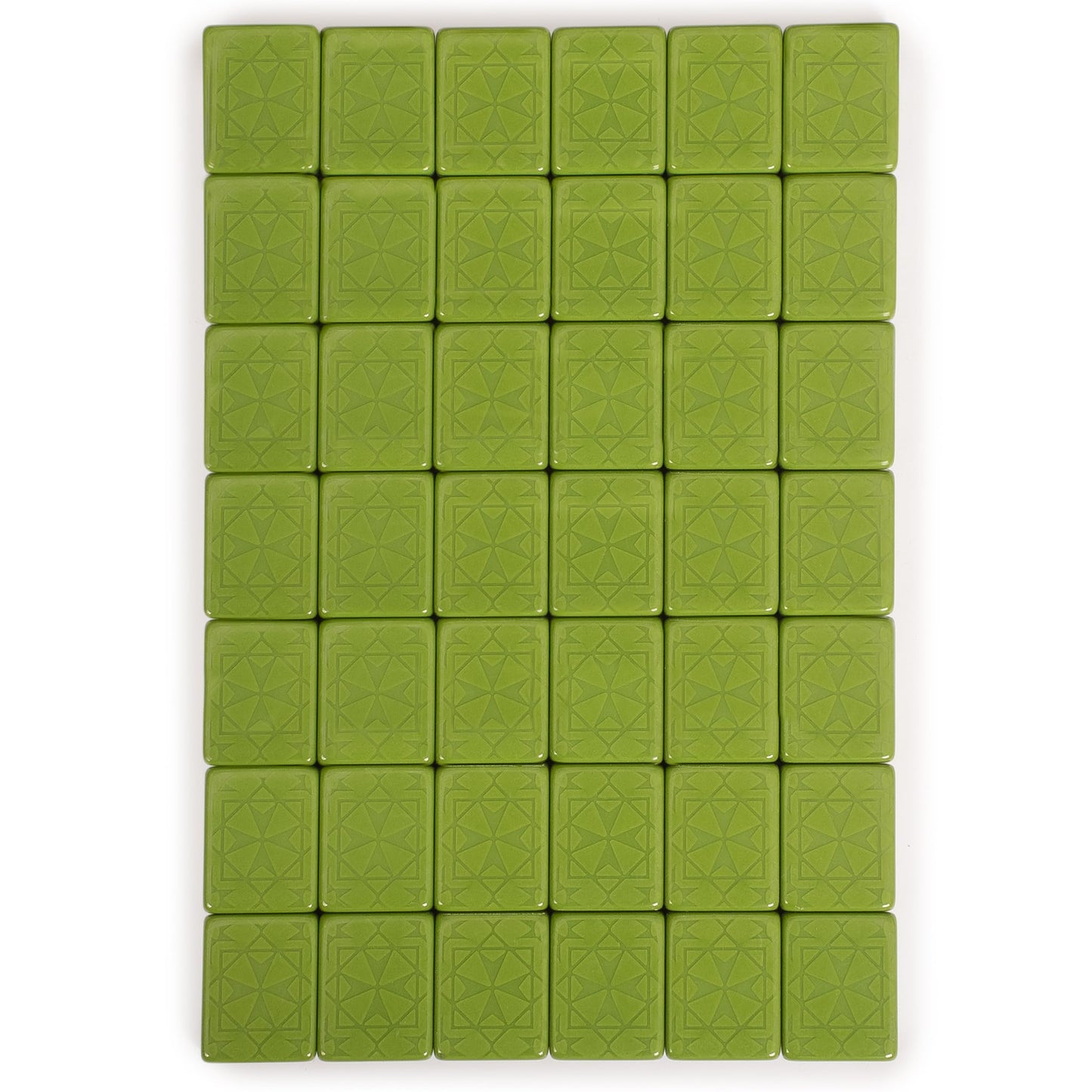Yellow Mountain Imports American Mahjong Set, Verdant Santorini – 166 Tiles, Green Case & Wooden Racks